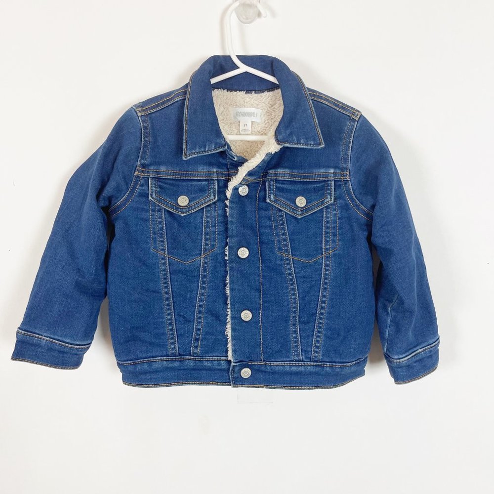 Gymboree Blue Long Sleeve Button Front Jean Jacket Sherpa Lined Size 2T